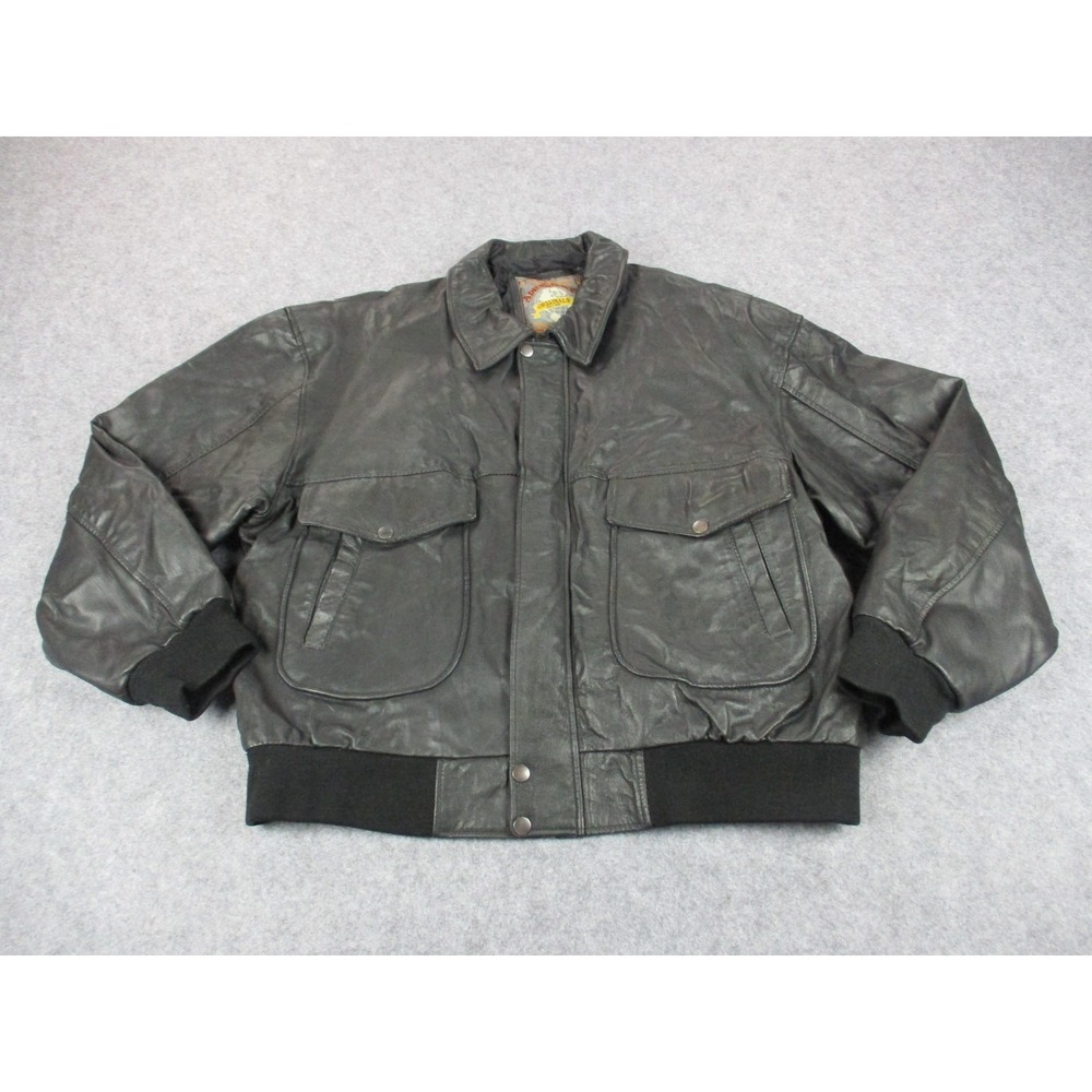 VTG Adventure Bound Jacket Mens Extra Large Black Originals Leather Bomber Coat